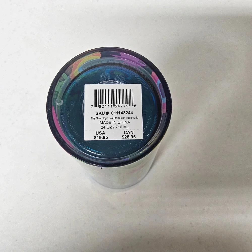 Starbucks Tim Singleton Pride Tumbler 24oz Silver‎ Iridescent Pop Art 011143244